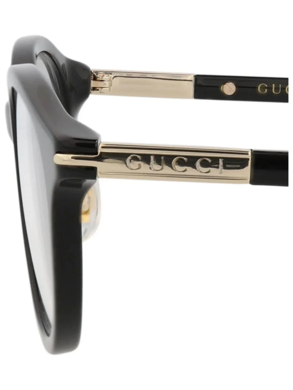 New Gucci Women's Eyeglasses Round Oval Recycled Acetate Frame Mens Black Black